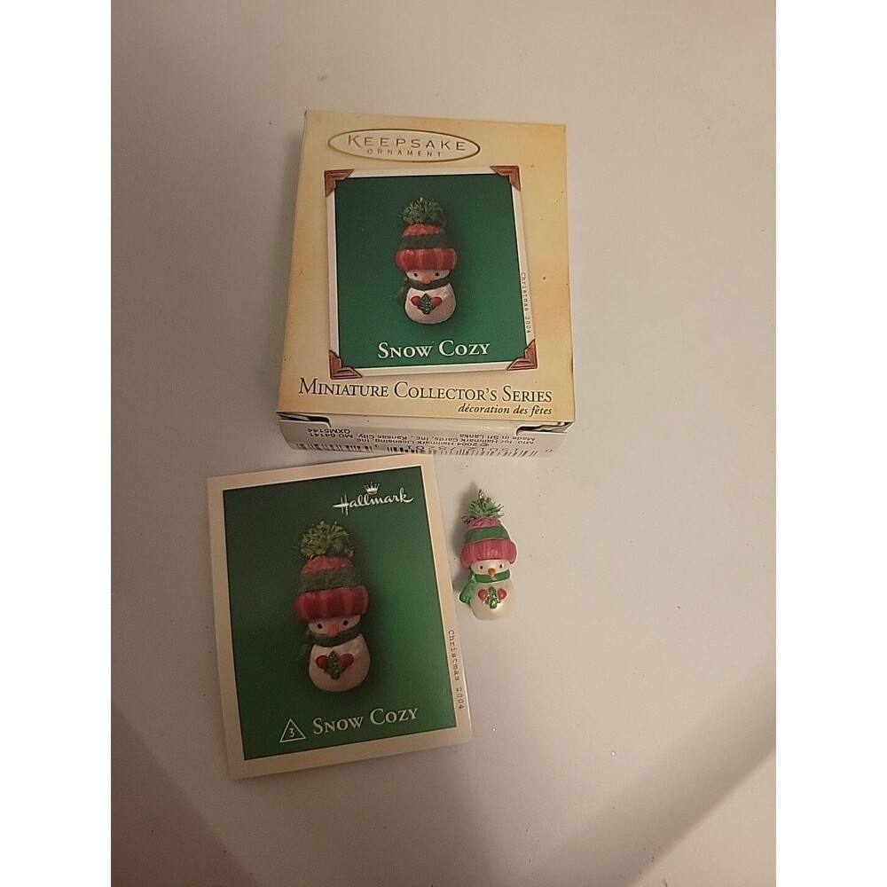 Hallmark Ornament Snow Cozy 2004 Snowman Miniature 3rd In Series With Box